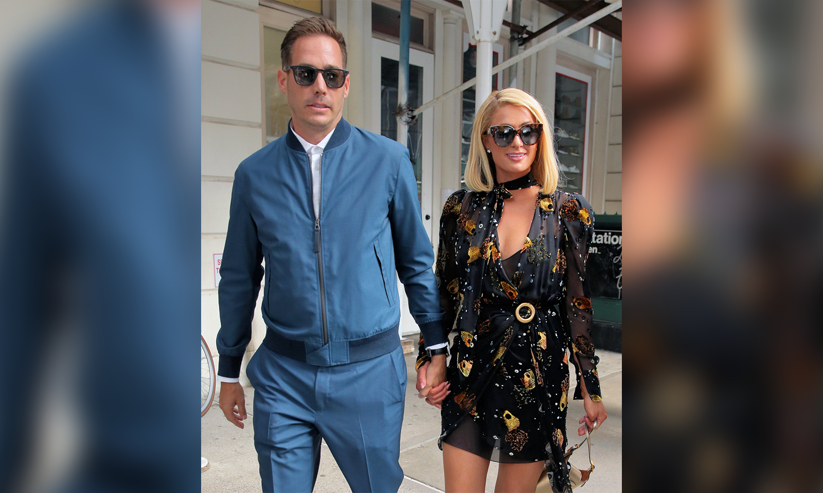 Paris Hilton and Carter Reum taking a stroll